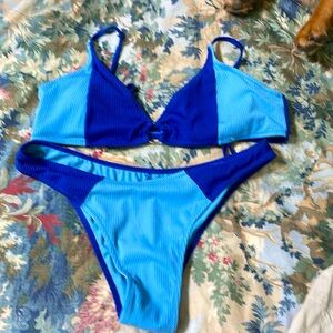 Two tone blue bikini